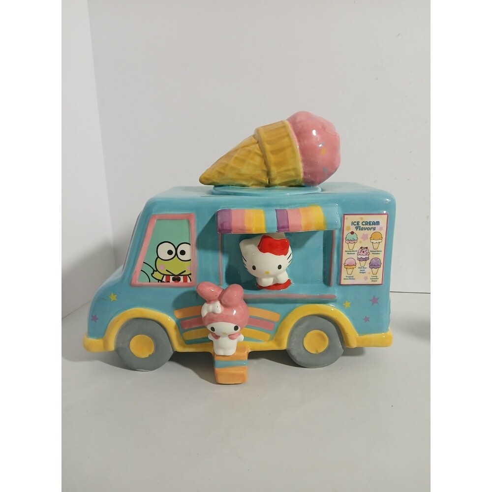 Hello Kitty Ice Cream Truck Cookie Jar Blue Sky Clayworks Sanrio‎ Ceramic Decor